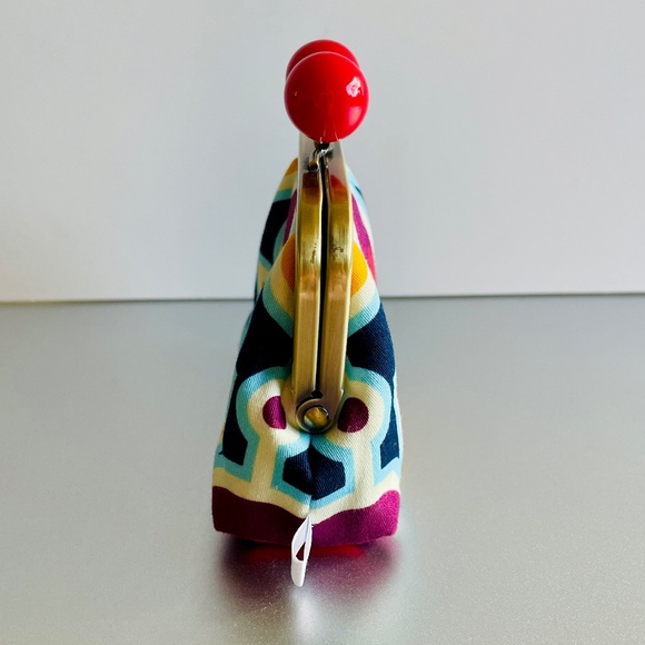 Handmade Gamaguchi Style Coin Purse - Atomic Floral Pop Art Print - Picture 4 of 9